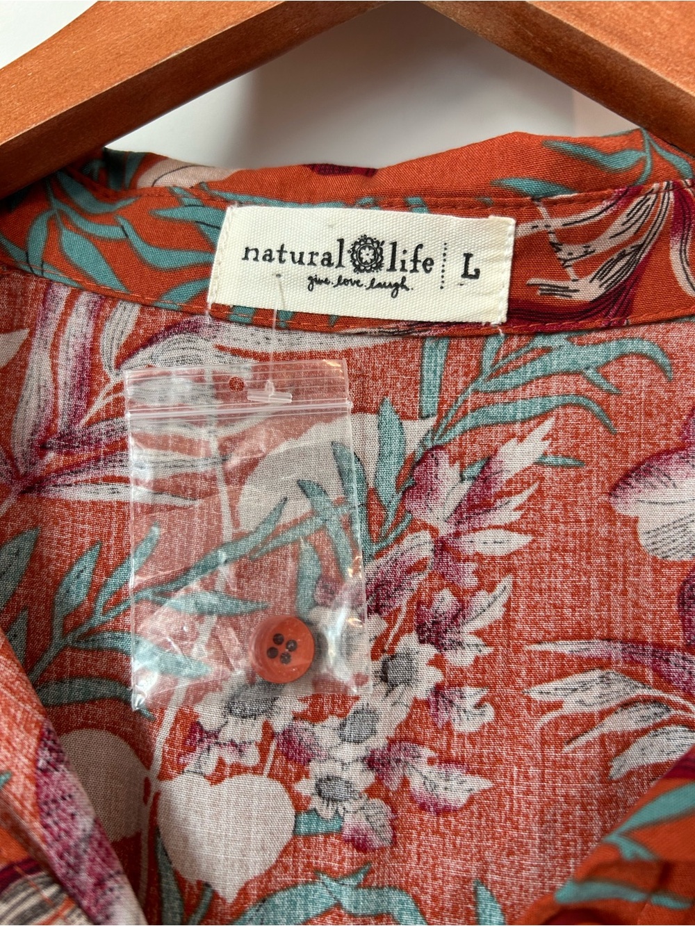 NWT Natural Life Orange Floral Tiered Button Front Maxi Dress Size L - Picture 6 of 10